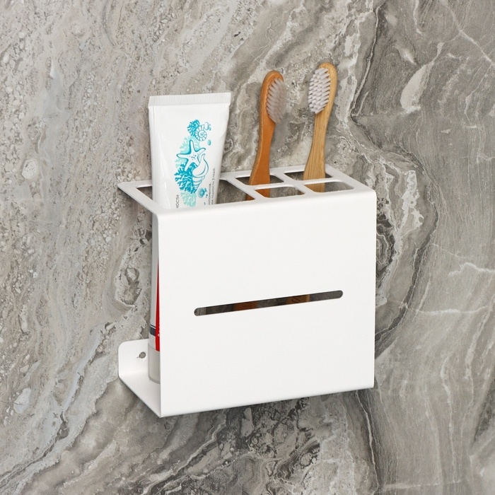Держатель для зубных щёток «Лофт Арт», 13×7,5 см, цвет белый Держатель для зубных щёток «Лофт Арт», 13×7,5 см, цвет белый