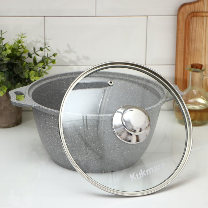 Кастрюля, 3 л, d=24 см, h=12,5 см, антипригарное покрытие, цвет светлый мрамор Кастрюля, 3 л, d=24 см, h=12,5 см, антипригарное покрытие, цвет светлый мрамор