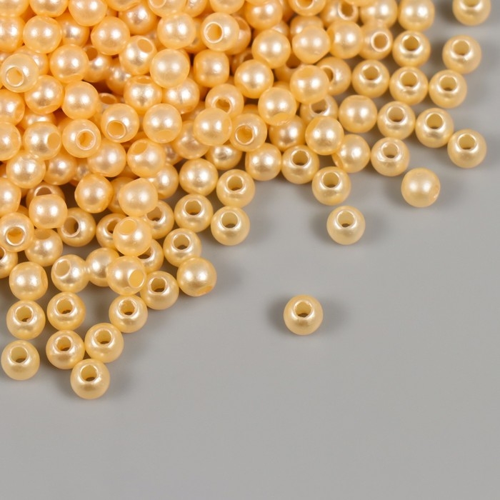 Набор бусин Набор бусин "Жемчуг" d 4 мм, 250 гр, светло-бежевый