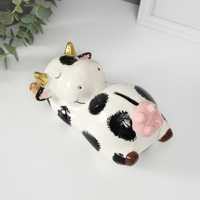 Копилка керамика  Копилка керамика "Коровка на сене" 18,5х10,8х9,7 см