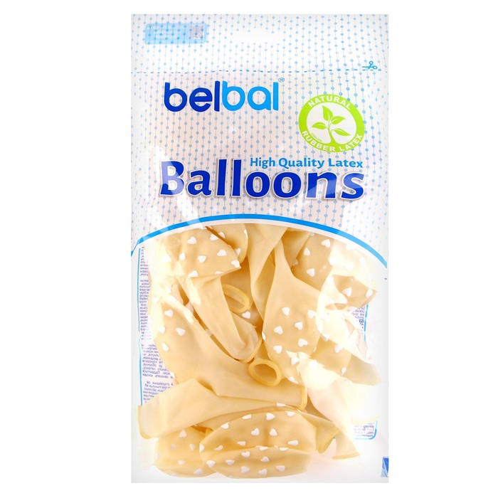 Шар латексный 14 Шар латексный 14" «Сердца белые», кристалл, шелкография, набор 25 шт.