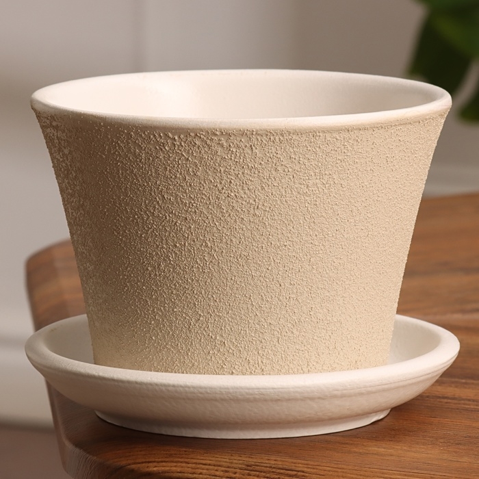 Горшок цветочный Горшок цветочный "Сиена" серый рельеф 0,8 л