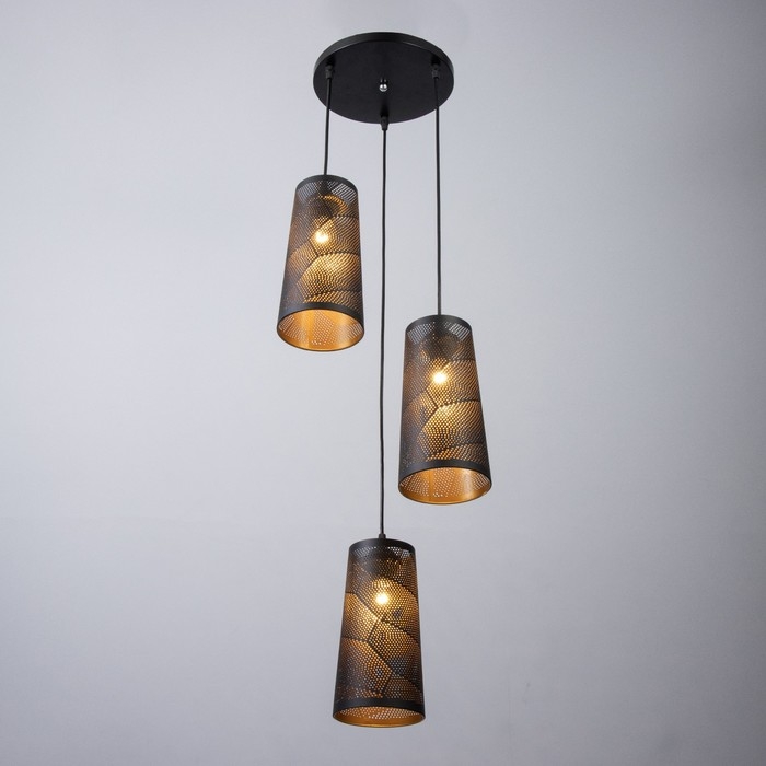 Светильник BayerLux Светильник BayerLux "Плаза" 3хЕ27 40Вт черный золото 30х30х24-90см