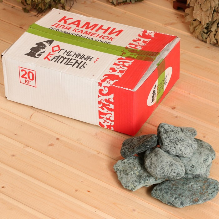 Камень для бани  Камень для бани "Дунит" галтованный, коробка 20 кг, фракция 70-120 мм, мытый