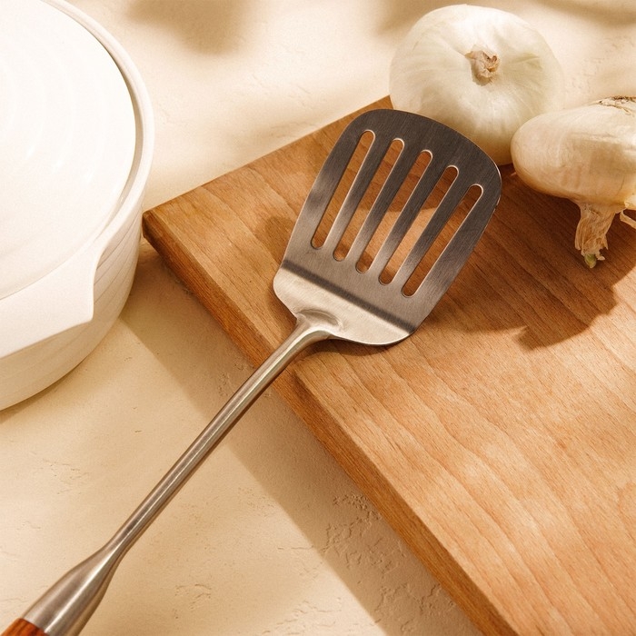 Лопатка перфорированная из нержавеющей стали SL Home, «Рустик», 39,5×8 см, цвет серебряный Лопатка перфорированная из нержавеющей стали SL Home, «Рустик», 39,5×8 см, цвет серебряный