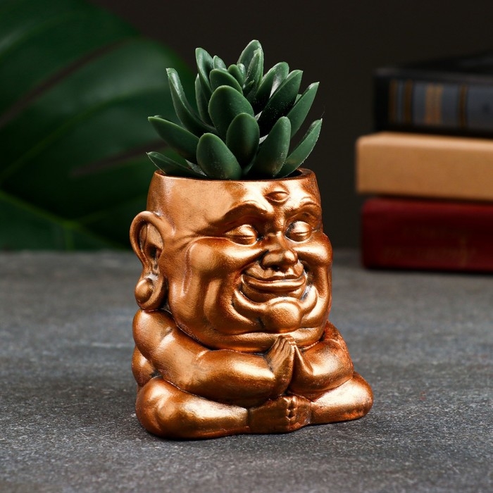 Фигурное кашпо  Фигурное кашпо "Будда" бронза, 8х8х7см
