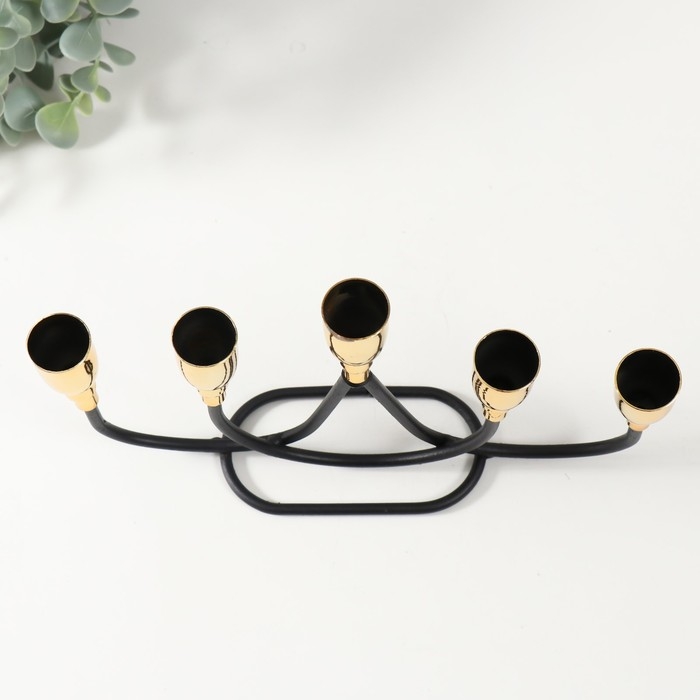 Подсвечник металл на 5 свечей Подсвечник металл на 5 свечей "Пелей" чёрный с золотом 24,5х5,8х15,5 см