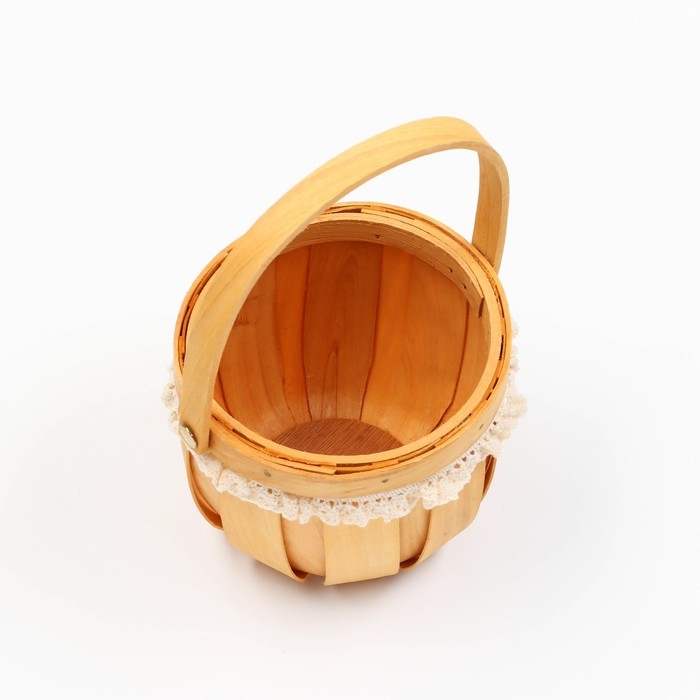 Корзина плетеная, секвойя, D13хН11/22,5 см, натуральный с окантовкой Корзина плетеная, секвойя, D13хН11/22,5 см, натуральный с окантовкой