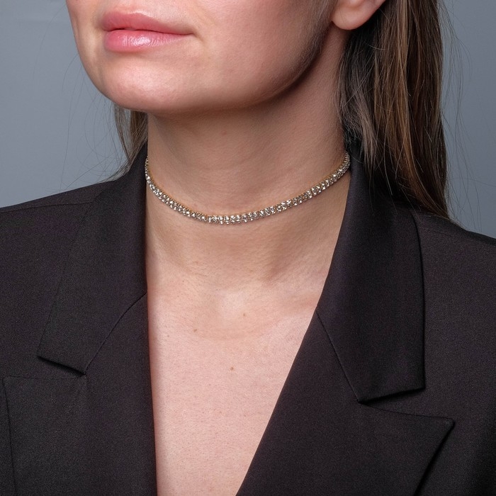 Чокер «Лёд» элегантный, цвет белый в золоте, 32 см Чокер «Лёд» элегантный, цвет белый в золоте, 32 см