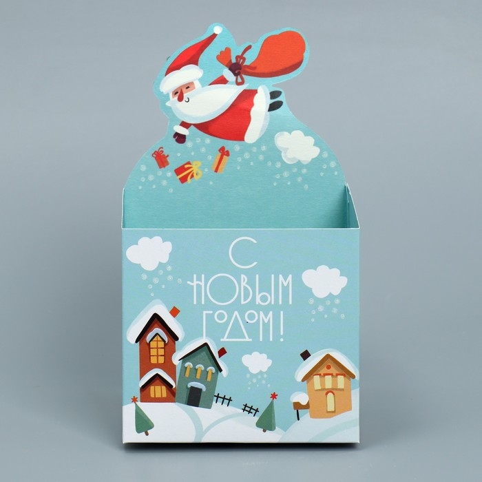 Коробка новогодняя для мини-букетов «С новым годом», 12 х 17 х 10 см, Новый год Коробка новогодняя для мини-букетов «С новым годом», 12 х 17 х 10 см, Новый год