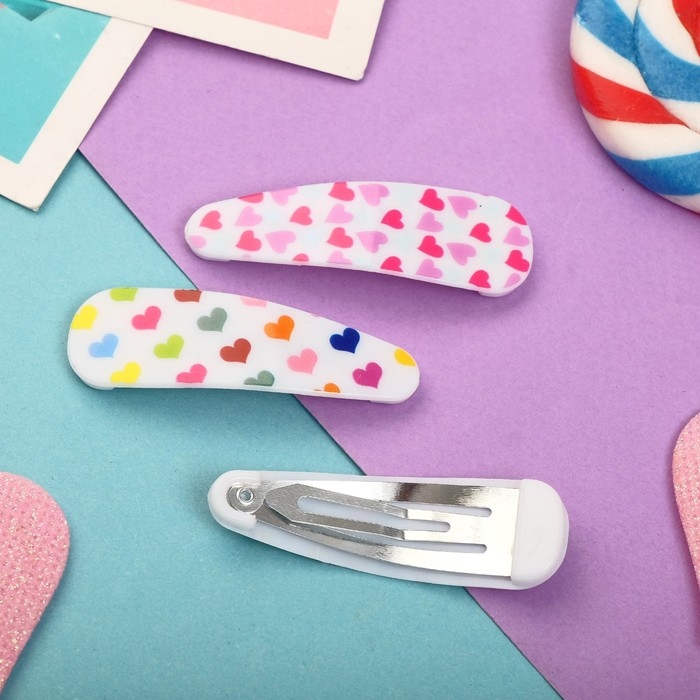 Невидимка для волос  Невидимка для волос "Герти" (набор 6 шт) сердечки и мороженое, 5,5 см