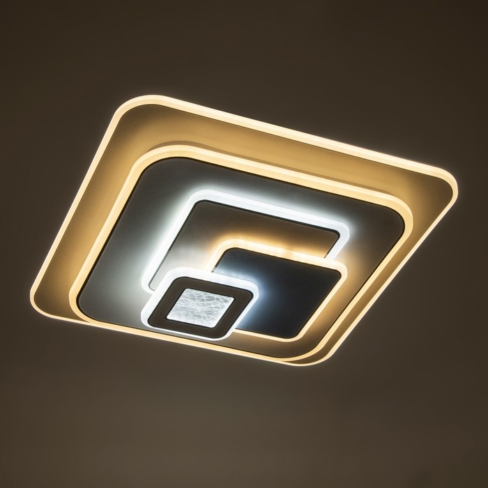 Люстра с ПДУ Люстра с ПДУ "Квадраты" LED 160Вт чёрный-белый-голубой 49х49х10 см