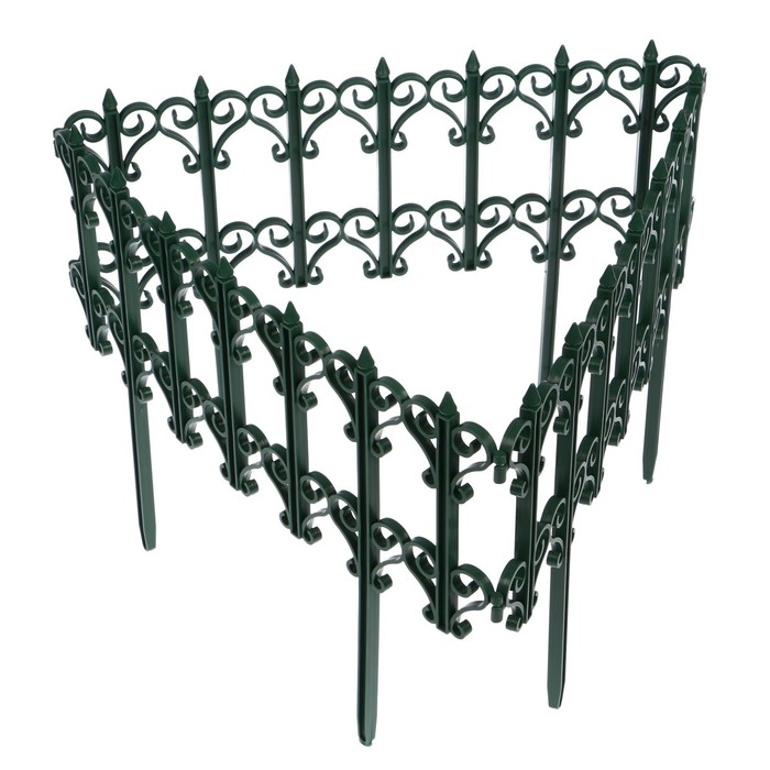 Ограждение декоративное, 25 × 180 см, 5 секций, пластик, зелёное, «Классика» Ограждение декоративное, 25 × 180 см, 5 секций, пластик, зелёное, «Классика»