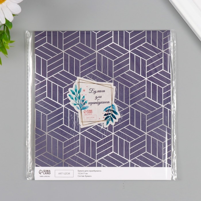 Бумага д/скрапа двусторонняя Бумага д/скрапа двусторонняя "Мехенди и геометрия серебро" 180 гр набор 10 шт 15,5х17см