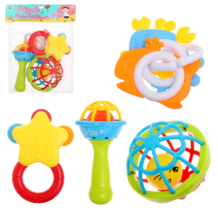 Набор погремушек с прорезывателями для зубов, 7 предметов Набор погремушек с прорезывателями для зубов, 7 предметов