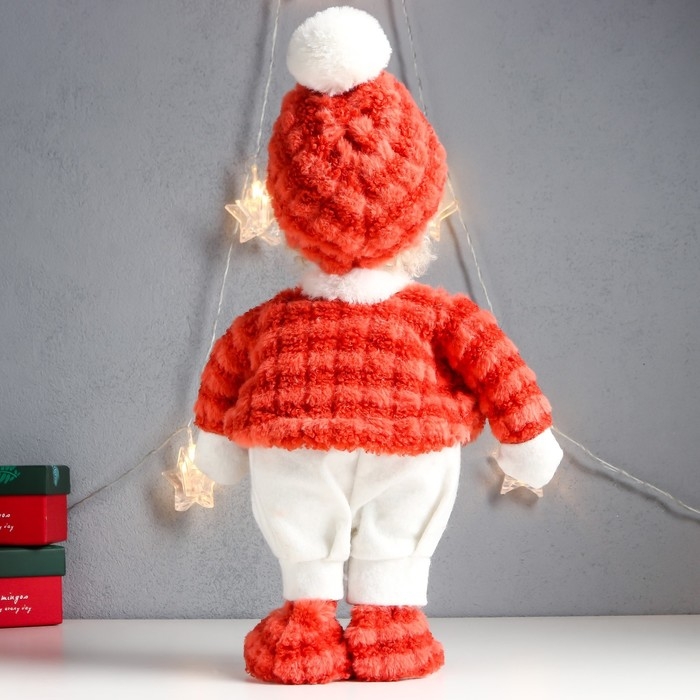 Кукла интерьерная Кукла интерьерная "Мальчишка-пухляш в шапке с бомбошкой, меховой наряд" 43х20х11 см