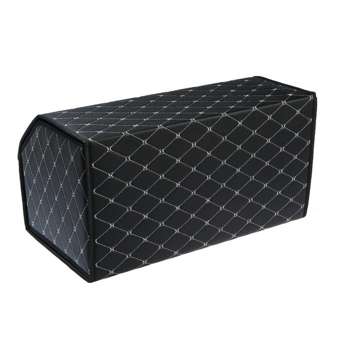 Органайзер саквояж в багажник автомобиля, 55×32×30 см, экокожа, черный с белой строчкой Органайзер саквояж в багажник автомобиля, 55×32×30 см, экокожа, черный с белой строчкой