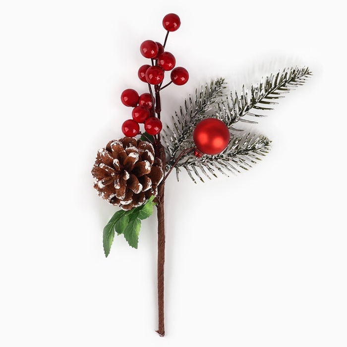 Новогодний декор, веточка  Новогодний декор, веточка "Зимние настроение" 26х11х5,5 см