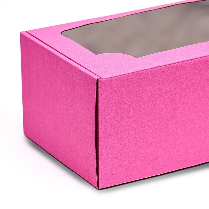 Коробка самосборная, с окном, розовая, 16 х 35 х 12 см. Коробка самосборная, с окном, розовая, 16 х 35 х 12 см.