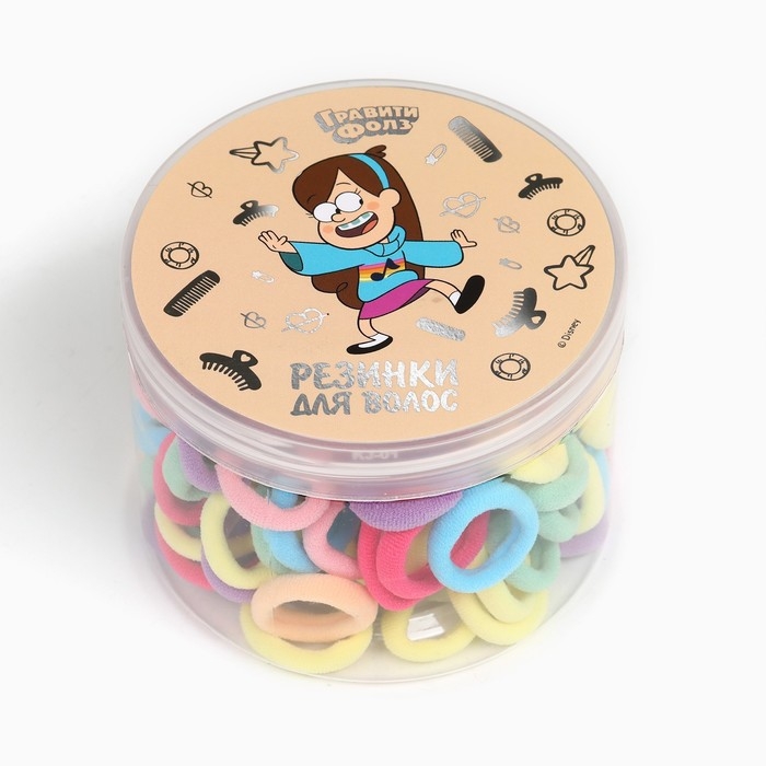 Набор резинок для волос в банке, 100 штук, 1.5 см, Гравити Фолз Набор резинок для волос в банке, 100 штук, 1.5 см, Гравити Фолз