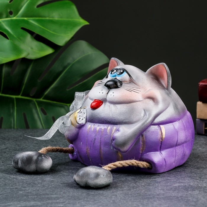 Копилка Копилка "Серый кот с колбасой" 17см