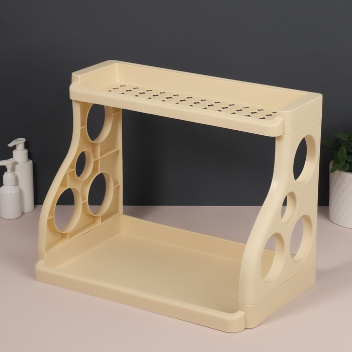 Органайзер для хранения, 2 секции, 39 × 24,5 × 30,5 см, цвет бежевый Органайзер для хранения, 2 секции, 39 × 24,5 × 30,5 см, цвет бежевый