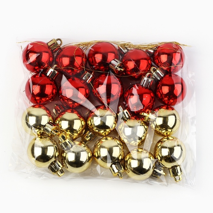 Новогодние шары ёлочные, на Новый год, d=3 см, 20 шт., цвет золотой и красный Новогодние шары ёлочные, на Новый год, d=3 см, 20 шт., цвет золотой и красный