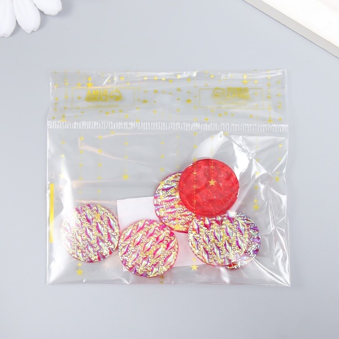 Декор для творчества пластик Декор для творчества пластик "Дождь" голография красный набор 6 шт 2,5х2,5 см