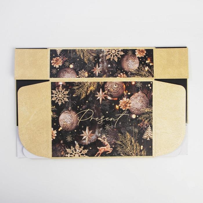 Коробка подарочная новогодняя складная Present, 30,7 х 22 х 9,5 см, Новый год Коробка подарочная новогодняя складная Present, 30,7 х 22 х 9,5 см, Новый год