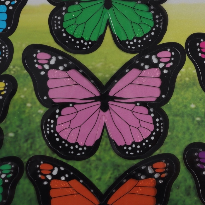 Наклейка пластик интерьерная "Бабочки полупрозрачные" разноцветные набор 19 шт 5; 6; 7 см