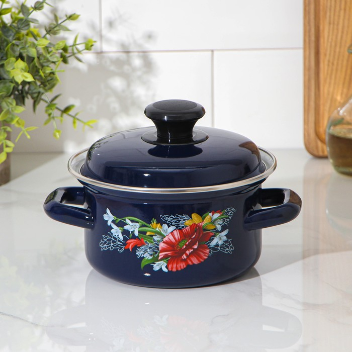 Кастрюля эмалированная цилиндрическая, 1 л, деколь МИКС, индукция Кастрюля эмалированная цилиндрическая, 1 л, деколь МИКС, индукция