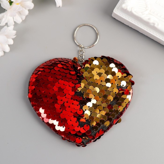 Брелок текстиль пайетки Брелок текстиль пайетки "Сердечко" МИКС 9х8 см