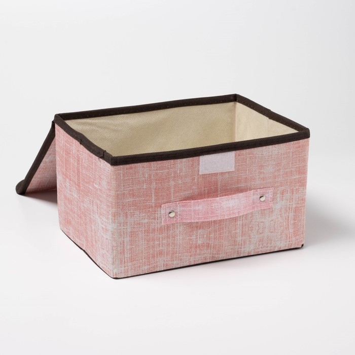 Короб стеллажный для хранения с крышкой «Ронда», 26×20,5×16 см, цвет розовый Короб стеллажный для хранения с крышкой «Ронда», 26×20,5×16 см, цвет розовый