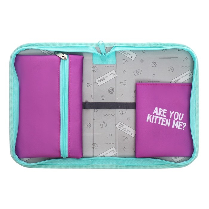 Пенал 1 секция 140 х 210 х 40 мм, откидной карман и косметичка, тканевый, Calligrata TOP Content  Пенал 1 секция 140 х 210 х 40 мм, откидной карман и косметичка, тканевый, Calligrata TOP Content "Котик"