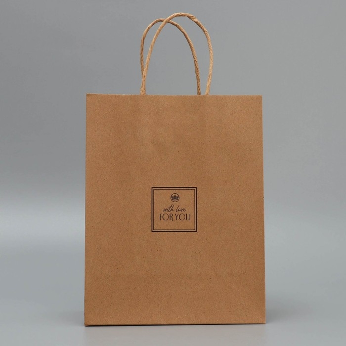 Пакет подарочный крафтовый, упаковка, «С любовью», MS 18 х 23 х 10 см Пакет подарочный крафтовый, упаковка, «С любовью», MS 18 х 23 х 10 см