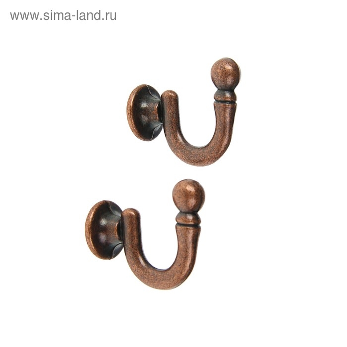 Крючок для штор KS003, однорожковый, цвет медь Крючок для штор KS003, однорожковый, цвет медь