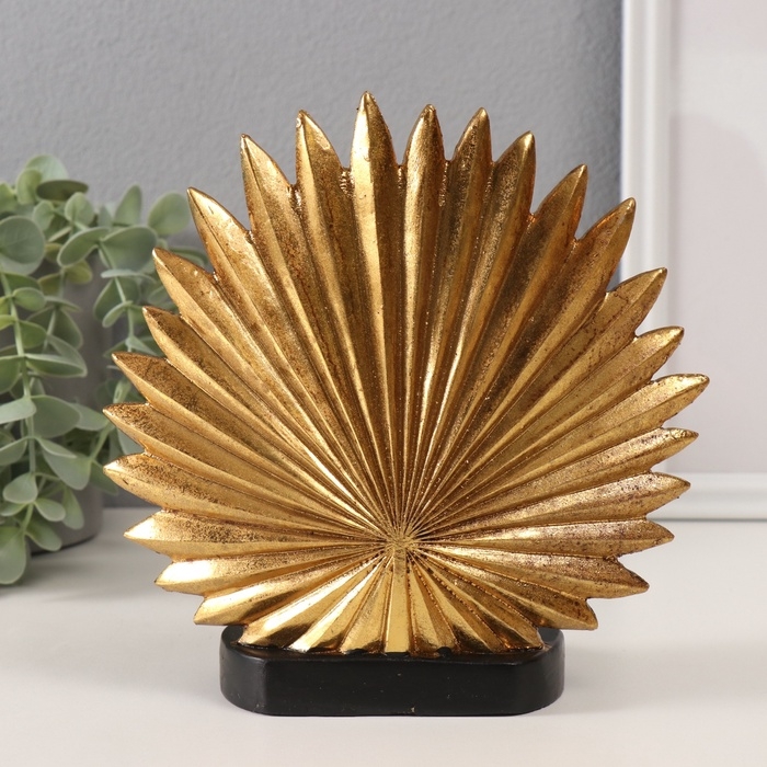 Сувенир полистоун  Сувенир полистоун "Маленький хотей - молитва. Пальмовый лист" золото и чёрный 18х9х18 см