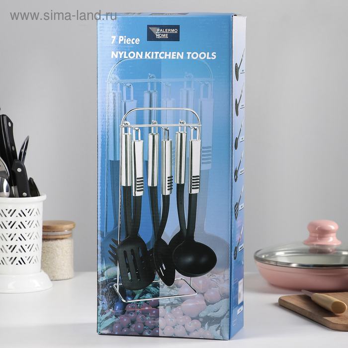 Набор кухонных принадлежностей Доляна «Фидель», 6 предметов, на подставке Набор кухонных принадлежностей Доляна «Фидель», 6 предметов, на подставке