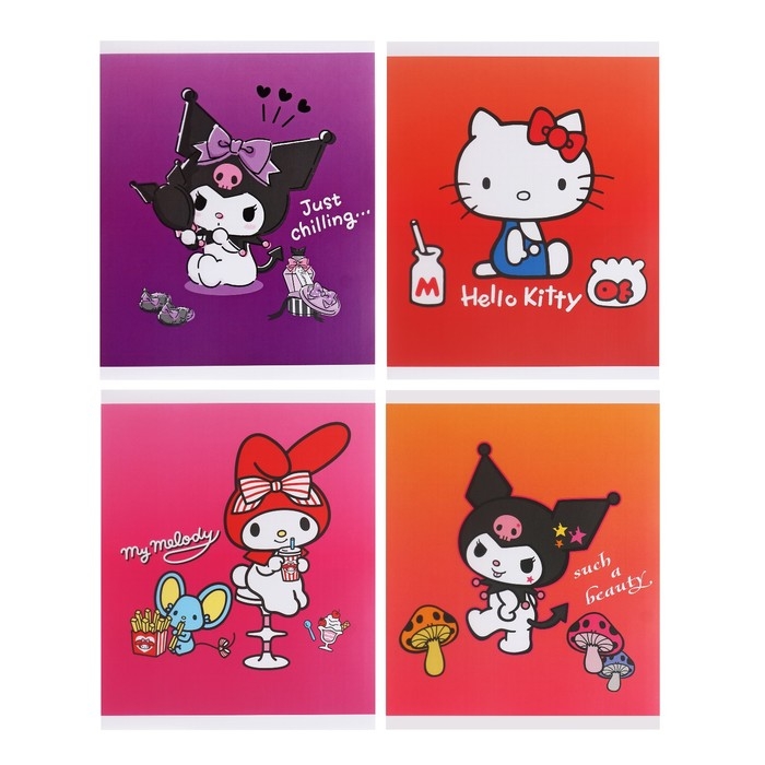 Тетрадь 48 листов в клетку Kuromi+MyMelody+HK, обложка картон, в дополнительной ПВХ обложке, блок 60 г/м2, МИКС Тетрадь 48 листов в клетку Kuromi+MyMelody+HK, обложка картон, в дополнительной ПВХ обложке, блок 60 г/м2, МИКС