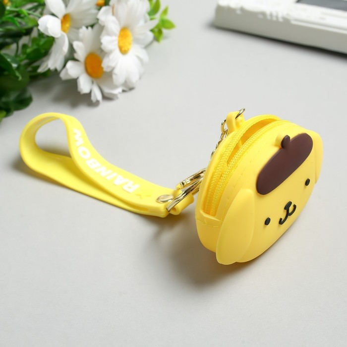 Брелок кошелёк с карабином силикон Брелок кошелёк с карабином силикон "Пёсик в берете" 2,2х6х8,5 см