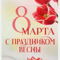 Пакет подарочный под бутылку, упаковка, «С праздником весны», 13 х 36 х 10 см