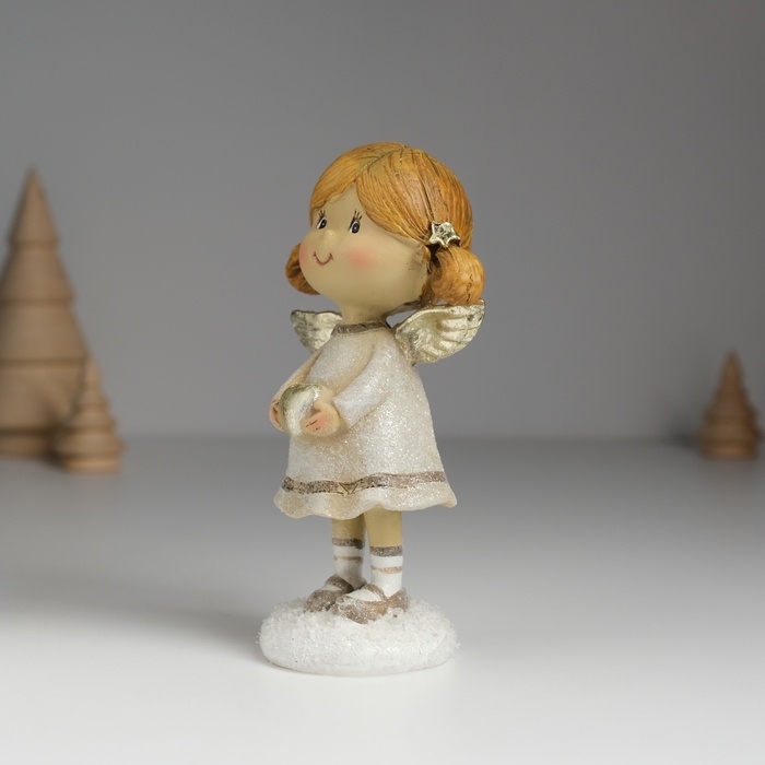 Сувенир полистоун Сувенир полистоун "Ангелочек с хвостиками, в сером платье" МИКС 6,5х4,5х12 см