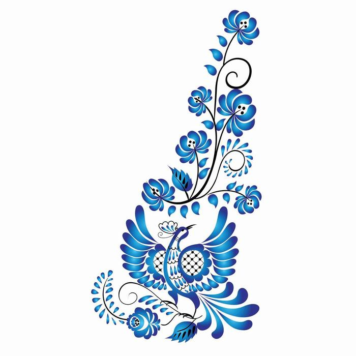 Термотрансфер «Гжель птица», уголок слева, 15 х 30 см, набор 10 шт. Термотрансфер «Гжель птица», уголок слева, 15 х 30 см, набор 10 шт.