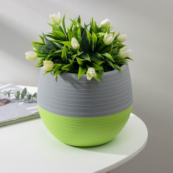 Горшок для цветов с поддоном «Япония», 2 л, цвет серо-фисташковый Горшок для цветов с поддоном «Япония», 2 л, цвет серо-фисташковый