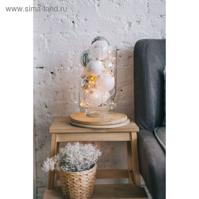 Набор шаров пластик d-6 см, 16 шт Набор шаров пластик d-6 см, 16 шт "Грациозо" серебро