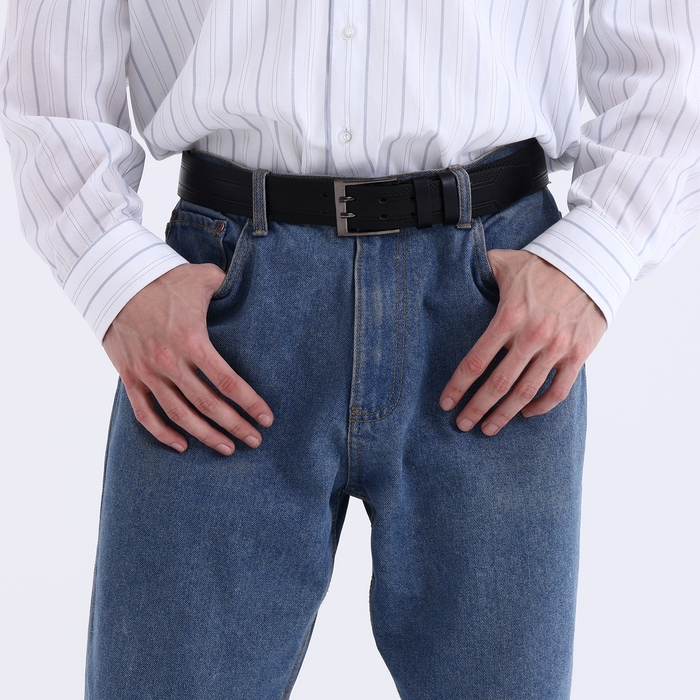 Ремень мужской, ширина 4 см, винт, пряжка металл, цвет чёрный Ремень мужской, ширина 4 см, винт, пряжка металл, цвет чёрный