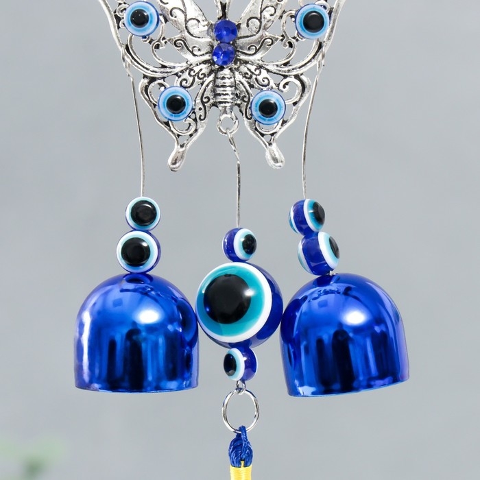 Музыка ветра металл Музыка ветра металл "Ажурная бабочка" от сглаза 2 колокольчика 20 см