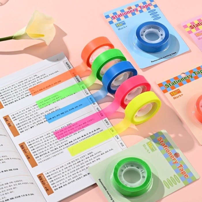 Набор 2 штуки, клейкая лента текстовыделительная (отклеиваемая) 75мм х 10м, оранжевый флуоресцентный Набор 2 штуки, клейкая лента текстовыделительная (отклеиваемая) 75мм х 10м, оранжевый флуоресцентный