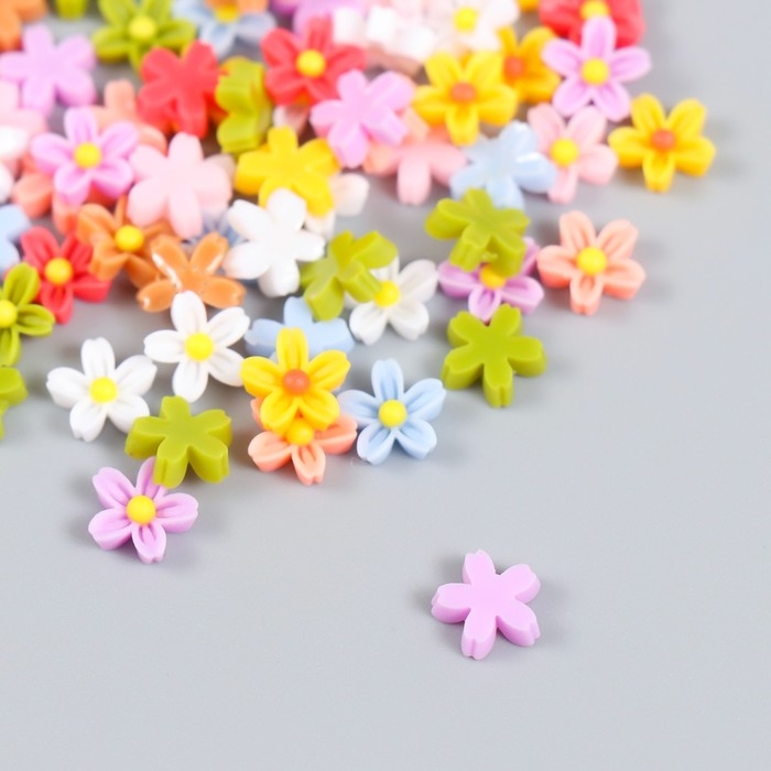 Декор для творчества пластик Декор для творчества пластик "Пятилистники разноцветные" набор 70 шт 0,7х0,7 см