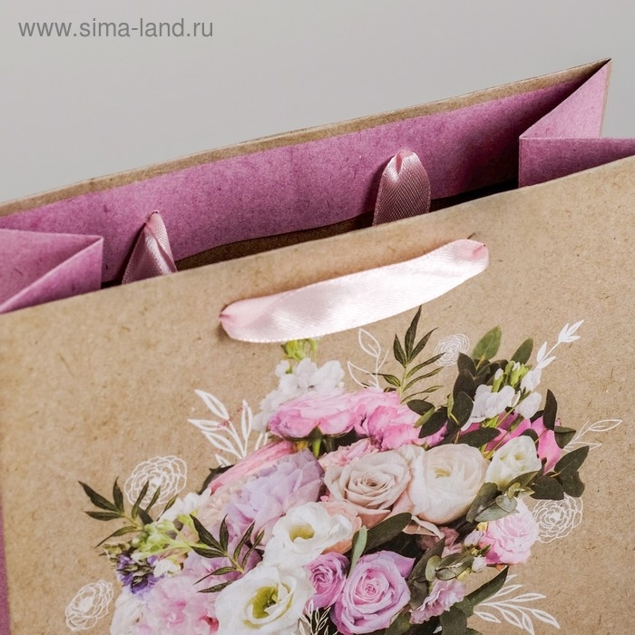 Пакет подарочный крафтовый вертикальный, упаковка, «Самой Прекрасной», MS 18 х 23 х 10 см Пакет подарочный крафтовый вертикальный, упаковка, «Самой Прекрасной», MS 18 х 23 х 10 см